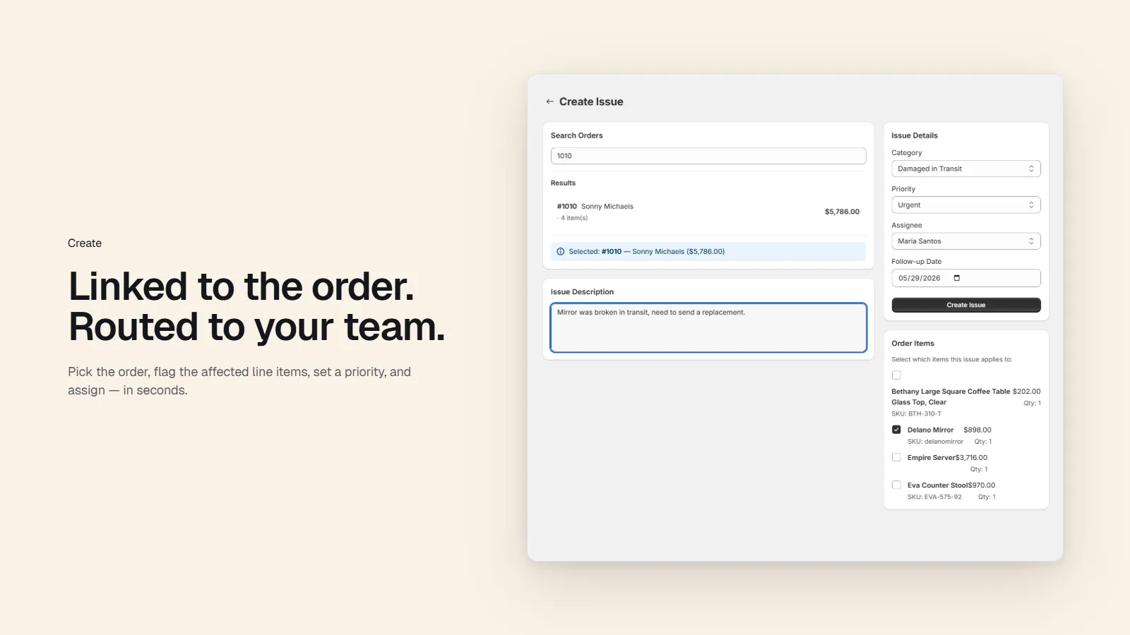Creating an issue linked to a Shopify order