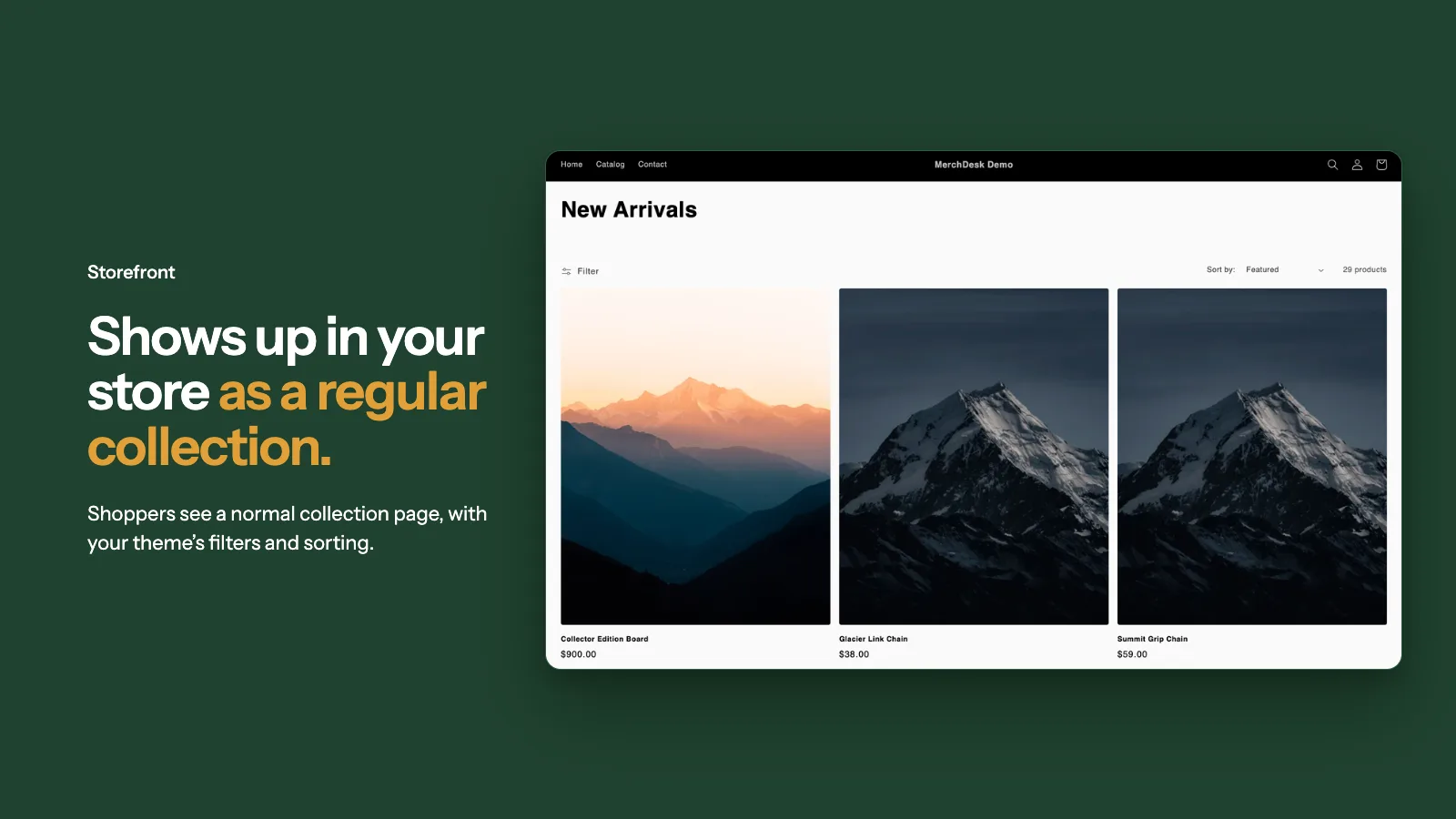 A New Arrivals collection on the storefront